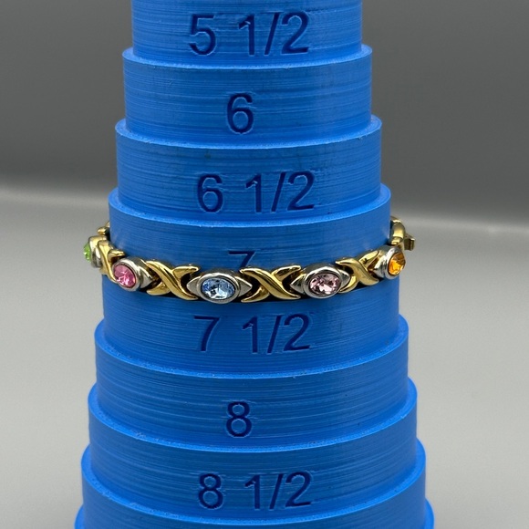 Gold Tone Multicolor Gemstone Bracelet - Picture 3 of 3